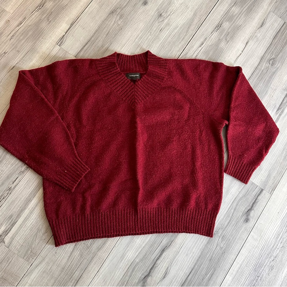 Banana Republic ALPACA BLEND‎ PULLOVER SWEATER Size XL Men's Burgundy V Neck Top